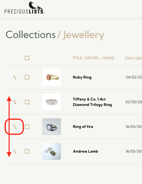 How to re-order collections